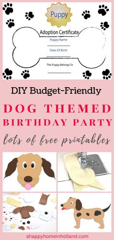 a dog themed birthday party with lots of free printables and instructions for puppies