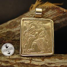 "Hand carved Sumerian jewelry of Annunaki god Enki. Enki also known as Ea was the Assyrian deity of crafts, mischief, water, seawater, lake water, intelligence and creation. His name literally means \"Lord of the Earth\". He was considered the master shaper of the world, god of wisdom and of all magic. Enki was considered a god of life and replenishment, and was often depicted with two streams of water flowing into his shoulders. Alongside him were trees symbolising the female and male aspects o Sumerian Jewelry, God Of Life, Body Ornament, God Of Creation, Streams Of Water, God Of Wisdom, Ancient Egyptian Jewelry, Tarpon Springs, Egyptian Jewelry