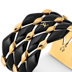 LOUIS VUITTON® - Lv Malletage Bracelet - Black Luxury Black Enamel Bangle Bracelet, Luxury Bangle Bracelets For Evening, Luxury Yellow Gold Cuff Bracelet For Evening, Luxury Yellow Gold Evening Cuff Bracelet, Designer Gold Bracelets With Black Enamel, Designer Black Cuff Bracelet For Formal Occasions, Luxury Jubilee Cuff Bracelet For Evening, Luxury Black Cuff Bracelet, Designer Cuff Bracelet Bangle For Evening