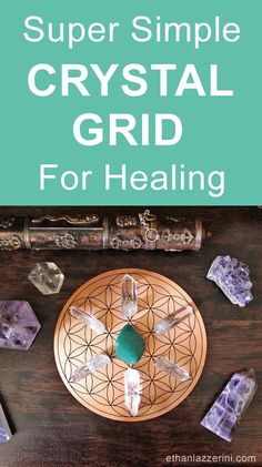 Simple Crystal Grid for healing. Download the free Flower of Life Crystal Grid Template! #crystalhealing Crystal Grid Template, Crystals Healing Grids, Grid Template, Healing Tips, Crystals Healing, Life Force Energy, Grid Layouts