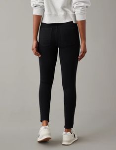 AE Knit X Next Level High-Waisted Jegging Versatile High Rise Stretch Pants, Versatile High-rise Stretch Pants, Versatile Stretch High-rise Pants, Non-stretch High Rise Pants For Everyday, Stretch Elastane Tapered Leg Jeans, Versatile Fitted Cotton Leggings, Fitted Cotton Leggings, Fitted Pull-on Cotton Jeans, Stretch Mid-rise Cotton Jeggings