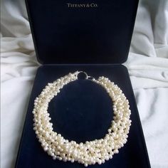 Check Out This Glamorous Freshwater Pearl Torsade Necklace From Paloma Picasso For Tiffany & Co.! This Necklace Is Approximately 16.5 Inches Long, Has An Interlocking Sterling Silver Clasp And Is In Lovely Preloved Condition. It Will Come In A Tiffany Pouch, Box And Bow. All It Needs Is A New, Loving Home. I'm A Firm Believer In Open Communication And Fair Dealing. Please Do Not Hesitate To Contact Me With Any Questions. Tiifany And Company Necklace, Jewelry Tiffany, Open Communication, Paloma Picasso, Tiffany Co Jewelry, Paloma, Tiffany & Co., Womens Jewelry Necklace, Freshwater Pearls