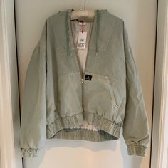 Nwt Bdg Urban Outfitters Hooded Canvas Bomber Jacket In Seafoam. Never Worn. Cotton Hooded Jacket For Cold Spring Weather, Spring Cotton Hooded Jacket For Cold Weather, Khaki Utility Jacket With Drawstring Hood For Streetwear, Casual Hooded Winter Utility Jacket, Casual Hooded Jacket With Pockets For Cold Weather, Casual Cotton Parka For Cold Weather, Casual Spring Hooded Jacket For Cold Weather, Spring Streetwear Utility Jacket With Drawstring Hood, Khaki Hoodie With Pockets For Cold Weather