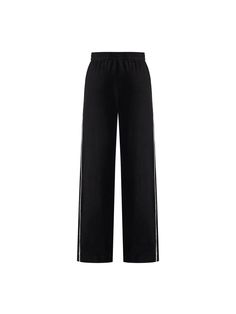 MO&Co. Women's Contrast Straight Leg Casual Pants Features : - Elastic high waist × personalized contrast color edge - MC embroidery embellishment - Double side pocket designCode : MBB3PATT25Length of size M is 106.5cmBlack : Model is 178cm tall and wearing a size M MATERIALS & CARE : Material : 55% Cotton 42.2% Polyester 2.8% SpandexREMINDER: All items are measured manually. Please note that it's reasonable that there might be minor measurement differences (1-2cm) on some items. Casual Black Pants, Black Pants Women, Black Pants Casual, Casual Black, Side Pocket, Very Well, Contrasting Colors, Black Pants, Casual Pants