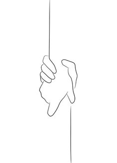 a line drawing of two hands holding on to a pole with one hand reaching for the other