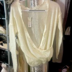 Nwt, Never Worn Casual White Wrap Top, Winter White V-neck Tops For Spring, Spring V-neck Tops In Winter White, Winter White Tops For Spring Layering, Cream Wrap Top For Spring, Spring Cream Wrap Top, Shifting Closet, Extra Clothes, Fashion Bible