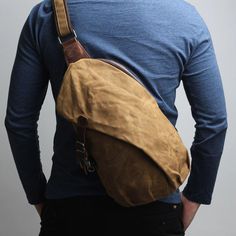 Woosir Vintage Waxed Canvas Mens Crossbody Bag - Woosir Canvas Duffle Bag Men, Waxed Canvas Leather Backpack, Cross Shoulder Bag, Sling Bag Men, Canvas Sling Bag, Canvas Duffle Bag, Mens Crossbody Bag, Cross Shoulder Bags, Leather Weekender Bag