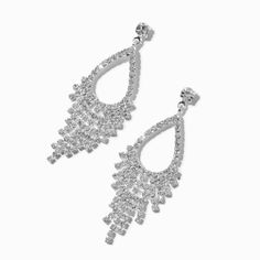 Claire's Rhinestone Chandelier 2" Drop Earrings Claires Earrings Claire's, Dangle Crystal Chandelier Earrings For Party, Wedding Chandelier Earrings With Rhinestone Fringe, Glamorous Teardrop Earrings With Sparkling Stones, Glamorous Party Chandelier Earrings With Crystals, Glamorous Sparkling Teardrop Chandelier Earrings, Sparkling Teardrop Chandelier Earrings For Evening, Evening Teardrop Chandelier Earrings With Sparkling Stones, Party Earrings With Rhinestones