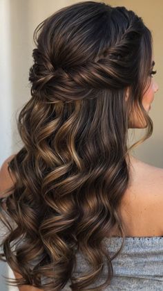 Discover a variety of prom hairstyles for medium length hair ideas in 2024. Whether you have thin hair, unique half up styles, brunette bobs, bold bows, curly locks, easy and simple updos, black hair, step by step tutorials, or blonde waves, this collection has something for everyone. Elevate your prom look with these stunning hairstyle inspirations. Hairstyles For Medium Length Hair For A Wedding, Hairstyles Prom Half Up, Hair Styles Ideas For Wedding, Prom Half Updos For Long Hair, Formal Hairstyles Long Hair Down, Half Up Half Down Curly Bridal Hair, Prom Hair Ideas Black Hair, Long Wedding Hairstyles Half Up, Wedding Hairstyles Half Up Half Down Black Hair