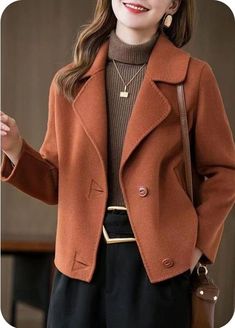 Fall Coats For Women 2023, Winter Short Coat, Winter Coat Short, Fall Winter Coat, Winter Shorts, Trendy Jackets, Women's Coat, Brown Coffee