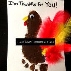 a card with a turkey on it and the words, i'm thank for you