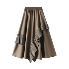 Lasaky - Flounce Hem Midi Skirt with Asymmetrical Design Long A Line Skirt, High Waist Long Skirt, Umbrella Skirt, Half Skirt, Mid Length Skirts, Women Midi, Asymmetrical Design, Ruffle Skirt, Types Of Skirts