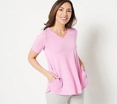 This swingy short-sleeve top is your new go-to for easy-going days spent strolling through town. Pair it with leggings, jeans, or even sweats for a casually chic look. From LOGO by Lori Goldstein®. Casually Chic, Lori Goldstein, Easy Going, Short Sleeve Top, Short Sleeves Tops, Tunic Tops, Sleeve Top, Short Sleeves, Leggings