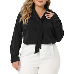 This shirt top in long sleeves, tie v-neck, button cuff, and round hem design brings vintage chic to any look in beauty. Solid color chic enlivens this breezy top that influences your daily time. Relax into the casual ease of these elegant ladies' blouses that are charming with a bow tie v-neck to complement every simple and stylish outlook. It is very suitable for daily wear. It is also suitable for work, casual, coffee time and vacation, etc. Workwear V-neck Blouse With Tie Sleeves, Chic Tie Sleeves Button-up Tops, Chic Button-up Top With Tie Sleeves, Casual Long Sleeve Shirt With Tie Sleeves, Long Sleeve Shirt With Tie Sleeves For Workwear, V-neck Workwear Top With Tie Sleeves, Office Tops With Tie Sleeves And Long Sleeve, Long Sleeve Tops With Tie Sleeves For Office, V-neck Top With Tie Sleeves For Work