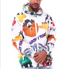 Members Only Looney Tunes Men Windbreaker Hooded Full Zip Jacket White Choose Sz Brand New Without Any Flaws Located.Smoke/Pet Free.We Always Carefully Package And Box Ship Immediately. Don’t Hesitate To Ask Questions And We’re Always Open For Offers . Happy Shopping And Thank You For Visiting Our Store We Ship Same Day Mens Size: S , M , L( Sold) Item In Photos Is The Exact One You Are Purchasing Make Sure To Follow Us. We Offer Bundle Pricing And Always Open To Offers. White Casual Parka For Spring, Trendy Hooded Parka For Streetwear, Casual White Hooded Parka, White Casual Parka With Adjustable Hood, Casual White Parka With Adjustable Hood, White Spring Parka For Streetwear, Urban White Parka For Fall, Trendy Streetwear Parka With Adjustable Hood, Casual White Outerwear With Drawstring Hood