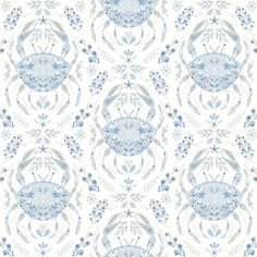 a white and blue wallpaper with an abstract design