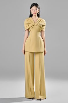 Elegant Stretch Wide Leg Pantsuit, Chic Ankle-length Evening Pantsuit, Elegant Solid Color Ankle-length Pantsuit, Elegant Solid Color Straight Dress Pants, Elegant Spring Wide-leg Pantsuit, Elegant Solid Color High-waisted Wide Leg Pants, Elegant Solid Color Wide Leg Office Pants, Solid Color Wide-leg Pantsuit For Office, Elegant Solid Wide Leg Pants For Office