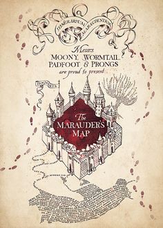 the maraauders map from harry potter's book, by j k rowley