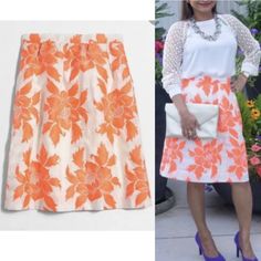 Nwt J Crew Factory Neon Floral Flounce Skirt Sz 6 E9830 $89.50 New Without Tags Size: 6 Style Number: E9830 Style Description: Flared / Flounce Skirt Front Length : 22” Waist Circumference: 30” Total Fully Lined Side Pockets Brand New With Tags White A-line Skirt For Fall, White Knee-length Skirt For Fall, Orange Workwear Skirt For Spring, Orange Skirt For Workwear In Summer, Elegant Orange Skirt For Spring, Spring Full Skirt In Orange, White Full Skirt For Fall, Flounce Skirt, Waist Circumference