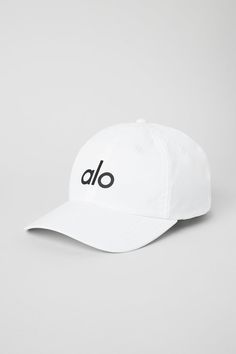 Performance Off-Duty Cap - White | Alo Yoga Adjustable Sporty Snapback Hat With Curved Bill, Adjustable Curved Bill Snapback Hat For Sports, Sporty Adjustable Snapback Hat With Curved Visor, Moisture-wicking Adjustable Snapback Baseball Cap, Adjustable Moisture-wicking Snapback Baseball Cap, Sports Snapback Hat With Curved Bill, Classic Snapback Hat For Sports Events With Curved Visor, Adjustable Sporty Baseball Cap With Curved Visor, Adjustable Baseball Cap With Curved Visor For Golf