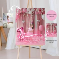 Editable Floral Pink Photo Birthday Welcome Sign Template | First Birthday Pink and White Party Poster | Any Age Princess 1st Birthday  Celebrate your little one's special day with our Editable Floral Pink Photo Birthday Welcome Sign Template. This beautiful and customizable welcome sign is perfect for any birthday celebration, especially a princess-themed first birthday. 🌸 Product Features: Editable Template: Easily customize the text and add your child's photo to make it uniquely yours. Floral Design: Elegant pink and white floral design with balloons, perfect for a princess-themed party. Versatile Use: Suitable for any age birthday celebration. High-Quality: Designed with high-resolution graphics for a professional look 🌸 Perfect For: First Birthday Parties Princess-Themed Celebration First Birthday Princess Theme, Pink And White Party, First Birthday Pink, Birthday Welcome Sign, Princess Theme Party, Photo Birthday, Welcome Sign Template, Vinyl Banner, Pink Photo