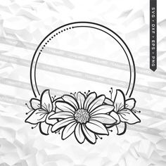 a white paper background with an oval frame and flowers