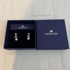 Brand New Swarovski Women’s Drop Earrings Perfection Pierced Pearl Rhodium Plated Rose Gold Butterfly, Unicorn Earrings, Butterfly Earrings Gold, Swarovski Crystal Hearts, Swarovski Beads, Classic Earrings, Purple Earrings, Swarovski Crystal Earrings, Jewelry Brand