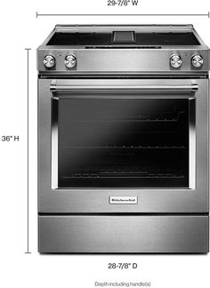 an oven is shown with the measurements for it