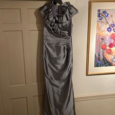 Beautifully Custom Made, I’m 5ft 3& 1/2 In, 128lbs, Gun Metal Gray Fitted Gray Evening Dress, Fitted Gray Ruched Dress, Elegant Gray Ruched Dress, Mother Of The Bride Dress, Size 8 Dress, Custom Dresses, Mother Of The Bride Dresses, Bride Dress, Gorgeous Dresses