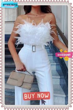 Sexy Solid Patchwork Feathers with Belt Strapless Straight Jumpsuits(contain The Belt)(5 Colors) White Sleeveless Party Bodysuit, White Sleeveless Bodysuit For Party, Summer Party Bodysuit With Bandeau Neckline, Summer Party Bandeau Bodysuit, White High Waist Strapless Jumpsuit For Party, Strapless Jumpsuit, Feathers, Jumpsuit, Shop Now