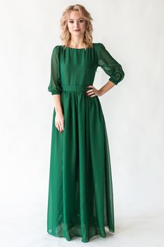 Emerald Green Chiffon Dress, Dark Green Maxi Dress, Burgundy Maternity Dress, Long Sleeve Chiffon Maxi Dress, Blush Maternity Dress, Lavender Maxi Dress, Green Chiffon Dress, Boho Bridal Dress, Chiffon Long Dress