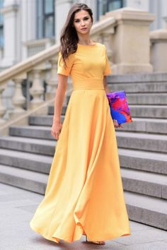 Yellow A-line Maxi Dress For Wedding, Fitted A-line Maxi Bridesmaid Dress, Fitted A-line Bridesmaid Maxi Dress, Fitted A-line Maxi Dress For Bridesmaid, Formal Yellow Maxi Dress, Fitted A-line Gown For Wedding Guests, Fitted Full Skirt Bridesmaid Dress, Fitted Yellow A-line Evening Dress, Fitted A-line Yellow Evening Dress