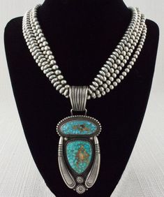 NL1113DR Jewelry Queen, Squash Blossom Jewelry, Vintage Turquoise Jewelry, Cowgirl Stuff, Turquoise Necklaces, Interesting Jewelry, Turquoise Jewellery, Leather Tooling Patterns, Jewelry Stones