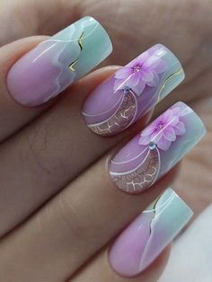 Fancy Nails Designs, Spring Nail Art, Pretty Nail Art, Gradient Nails, Nail Designs Spring, Floral Nails, Fancy Nails, Nail Arts, Nail Stamping