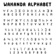 the alphabet is shown in black and white with different letters on it's sides