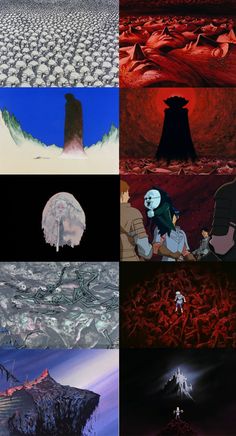 many different scenes from the animated movie avatars, including an image of a mountain