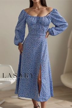 Lasaky - Exquisite Long-Sleeved Maxi Dress with Captivating Floral Print Eco Dresses, Long Sleeve Floral Maxi Dress, Fishtail Skirt, Long Sleeve Print Dress, Midi Dress Summer, Women Long Dresses, Boho Stil, Maxi Dress With Sleeves, Corset Dress