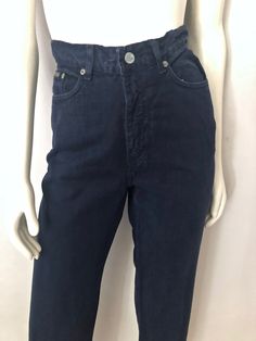 "Vintage Women's 90's Calvin Klein Jeans, Navy Blue, High Waisted, Denim, CK Jeans (L) 1266 These Ladies Jeans come in a navy blue wash, a zipper and button front closure with five front pockets, belt loops, and has a tapered leg shape. The denim is medium weight and without stretch. Classic 5 pocket Stonewash Overdye. 100% Cotton Made in USA *These jeans are in excellent condition. *If shipped within the US, these will go out in a Priority Mail for a quick delivery! Size: (L) Modern Day 10 (Tag 90s Style Blue Jeans For Fall, 90s Blue Jeans For Fall, 90s High Rise Blue Jeans, Navy Straight Leg Cotton Jeans, 90s Style Dark Wash Bottoms For Fall, Navy Straight Leg Denim Jeans, 90s Style Cotton Jeans For Fall, Casual Navy Denim Jeans, 90s Style Washed Blue Cotton Bottoms