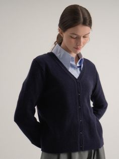 Composition : 50% fur + 20% nylon + 30% fine woolColor : Navy_freeCountry of Origin : Republic of Korea Navy Cardigan For Winter Workwear, Navy Winter Cardigan For Work, Navy Winter Cardigan For Layering, Elegant Navy Sweater For Fall, Elegant Navy Cardigan For Fall, Elegant Navy Winter Cardigan, Knitwear Cardigan, Knit Cardigan, Knitwear