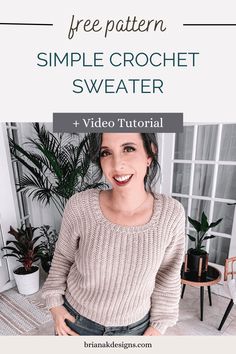 the simple crochet sweater pattern with text overlay