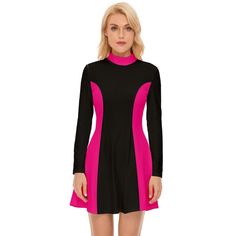 Immerse yourself in the timeless allure of our 60s Dress Style with this captivating Pink and Black Mod Dress. A true GOGO Dress, this piece seamlessly captures the essence of 60s fashion with its striking Black and Pink color block design. Expertly crafted from sumptuous 100% polyester velour material, this Retro Dress not only pays homage to the iconic era but also ensures a comfortable and stylish fit for the contemporary wearer. The turtle neckline and princess-style bodice add a touch of so Retro Long Sleeve Dress For Night Out, Black Long Sleeve Retro Dress, Retro Stretch Mini Dress, Fitted Black Spring Swim Dress, Black Stretch Swim Dress For Party, Pink Swim Dress For Spring Party, Fitted Black Swim Dress For Spring, Retro Black A-line Mini Dress, Fitted Retro Black Mini Dress