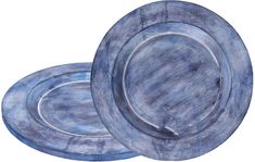 two blue plates sitting on top of each other