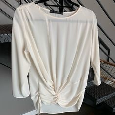 Nwt Zara Cream Gathered Blouse. Pristine Condition. Chic Off-white Blouse For Work, White Formal Tops For Spring, Chic Cream Zara Tops, Cream Zara Top For Brunch, Chic Off White Zara Tops, Elegant Cream Blouse For Brunch, Elegant Off White Tops For Day Out, Chic Cream Zara Blouse, Zara Cream Blouse For Day Out