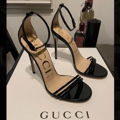 Nib Gucci Leather Stiletto Nero Pump Leather Stiletto Pump. Open Toe. Leather Construction Ankle Strap With Adjustable Buckle Closure Stiletto Heel - Approx. 4.5” Heel Made In Italy Comes With Box, Dust Bags And Heel Replacements. Poshmark Authenticates All Orders Over $500! Free Shipping! *** Please Note: Does Not Come With Bee Embellishments. Sold Out! Accepting All Reasonable Offers! Style #: 480458 Bnc00 1000 Can Provide Additional Pictures And Picture Of Invoice For Proof Of Purchase. Gucci Leather, Stiletto Pumps, Stiletto Heel, Billie Eilish, Shoes Women Heels, Stiletto Heels, Ankle Strap, Open Toe, Sandals Heels