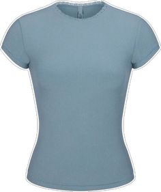 Fitted Blue Ribbed T-shirt, Blue Ribbed Athleisure Tops, Blue Fitted Ribbed T-shirt, Athleisure Ribbed Short Sleeve T-shirt, Ribbed Short Sleeve Athleisure T-shirt, Ribbed Short Sleeve T-shirt Athleisure, Light Blue Stretch Crew Neck Top, Basic Blue Ribbed T-shirt, Athleisure Light Blue Crew Neck Top