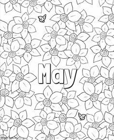 the word may is surrounded by flowers and butterflies