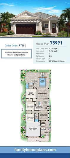 the floor plan for this house is very large and has two car garages on each side