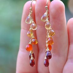 Garnet Dangle Earrings Gold Rainbow Earrings Drop Colorful Earrings Citrine Earrings Orange Gemstone Earrings Orange Earrings SOLD GOLD 14K (30291 - 8) Orange Gemstone Drop Earrings, Orange Gemstone Dangle Earrings, Vibrant Rainbow Drop Earrings, Orange Teardrop Gemstone Earrings, Vibrant Drop Earrings Jewelry Gift, Vibrant Drop Earrings For Gifts, Orange Fine Jewelry With Matching Earrings, Vibrant Drop Earrings For Gift, Handmade Red Fine Jewelry Earrings