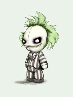 a drawing of a creepy clown with green hair