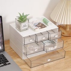 PRICES MAY VARY. ElEGANT LOOK: The desk organizer shows an elegant and modern looking, 6 clear drawers design easy to see through and keep everything in order and easy to access. PREMIUM MATERIAL: This stationery storage box made of non-toxic ABS material. It is strong and solid enough for a long time using, opening and closing drawers simply and easily. PERFECT SIZE: 9.1"L x 6.7" W x 5.9"H, it fits easily for the desk.The drawer organizer keep your office desk or coutertop clean and tidy. Clean Drawers For Desk, Stackable Drawers, Work Desk Organization, Desk Organizer Tray, Workspace Storage, Desktop Drawers, Dorm Organization, Organized Desk Drawers, Storage Accessories